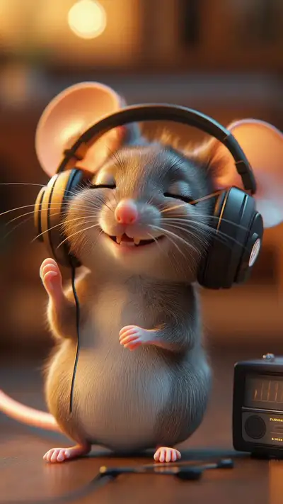 Cute Mouse Listening to Music Animation