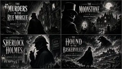 Python-Stil-Film-noir-Illustrationsprompt für Detektivbücher