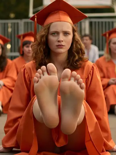 Cinematic Graduation Portrait with Orange Robe