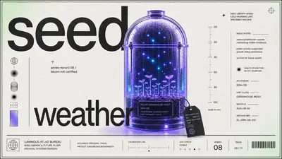 光る3Dオブジェクトを配した機関アーカイブ風ポスター