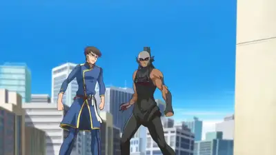 Anime Action Scene: Wind Burst and Building Crash