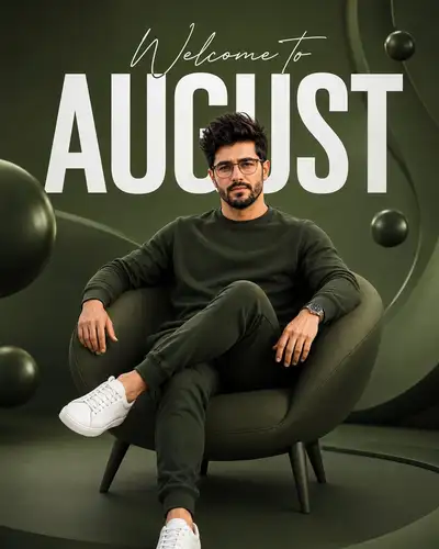 Green August Welcome Poster