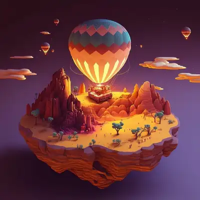 Floating Island with Air Balloon