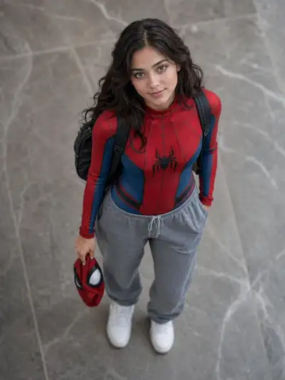 Ultra-Realistic Overhead Portrait with Spider-Man Suit