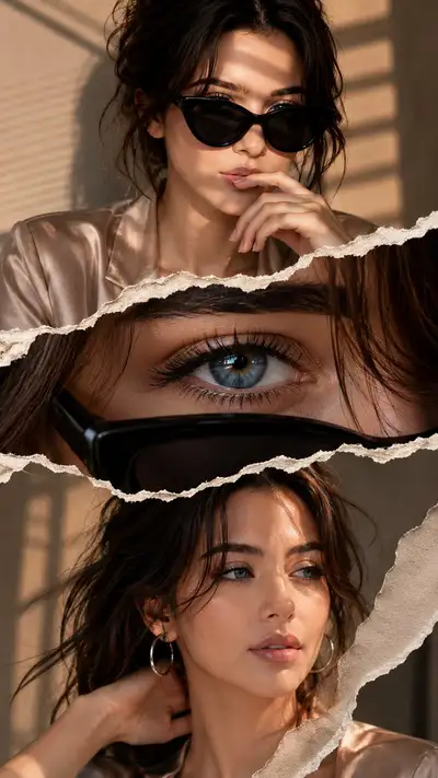 Cinematic Fashion Editorial Triptych Portrait