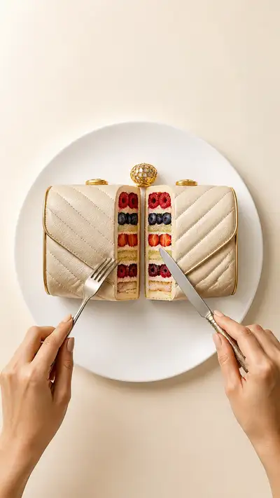 Luxuriöse Clutch-Kuchen-Fotografie