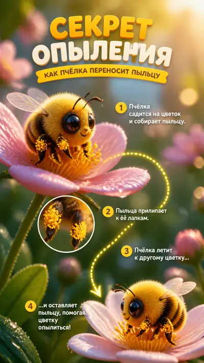 How Bees Pollinate Flowers DreamWorks-Style Infographic