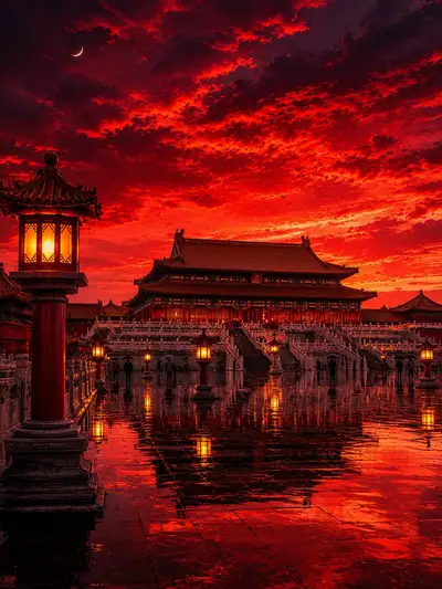 Cinematic Forbidden City Sunset Artwork