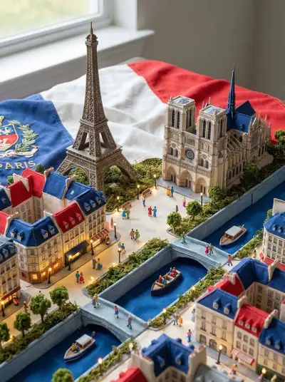 Flag Transformed Into a Miniature City Landmark