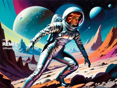 Retrofuturistic Sci-Fi Illustration Prompt (Earle Bergey Style)