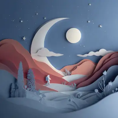 Paper Cut Moon Landing Scene
