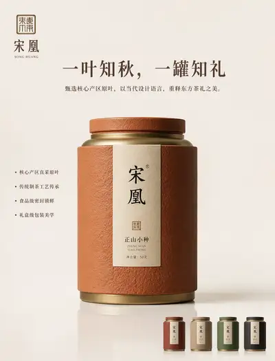 Apple-style minimalist ad poster for Chinese tea gift box