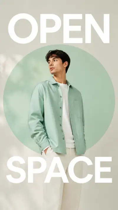 Mint-tone portrait with translucent color circle prompt