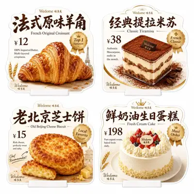 French bakery table card display poster