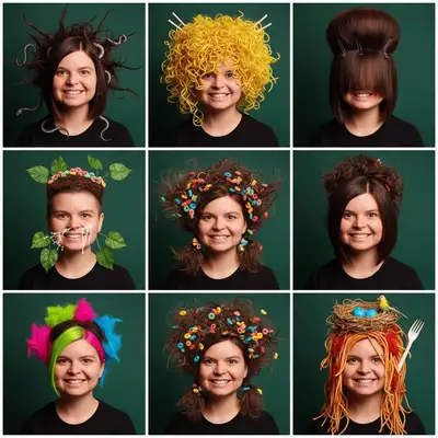 Funny Messy Haircut Grid