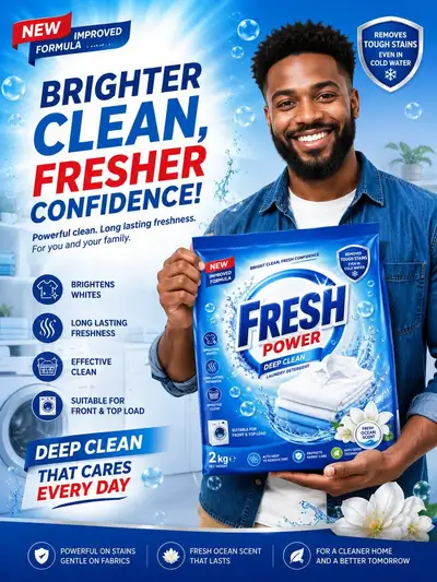 Modèle d'affiche publicitaire de marque de lessive