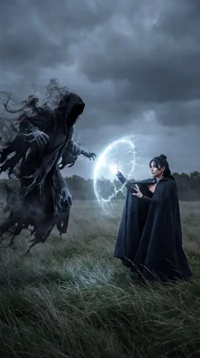 Duelo de Feitiços de Fantasia Sombria Cinematográfica: Espectro vs Mulher