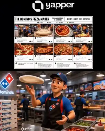 Domino's Pizza Maker Storyboard Poster Prompt