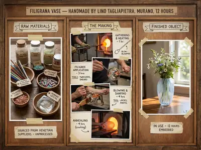 Three-part artisan craft method board from raw material to product