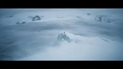 Arctic Fox Glacier Chase Drone Shot