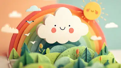 3D Pop-up Book Smiling Cloud Scene