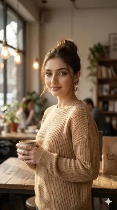 Cinematic Portrait in Cozy Cafe