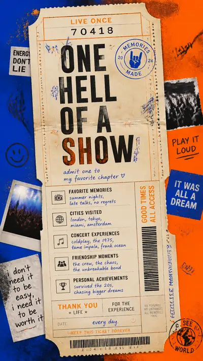 Giant movie-ticket memory collage poster