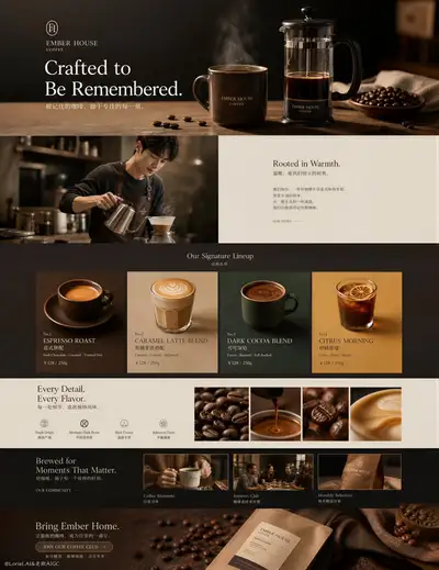 E-Commerce-Landingpage-Poster für eine Ultra-Premium-Kaffeemarke