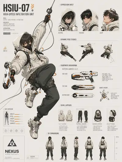 High-Speed Infiltration Unit Character Concept Sheet
