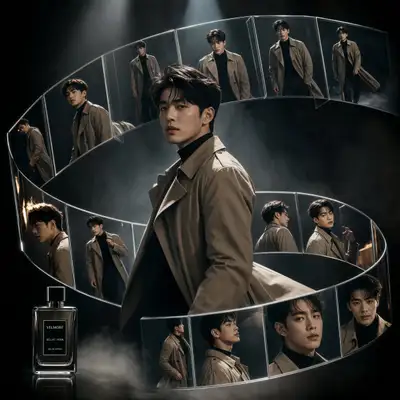 Spiraling motion-frame fashion editorial prompt