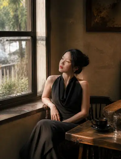 Cinematic Fashion Photography in a Cafe