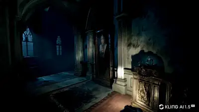 FPV Gothic House Exploration with Flashlight