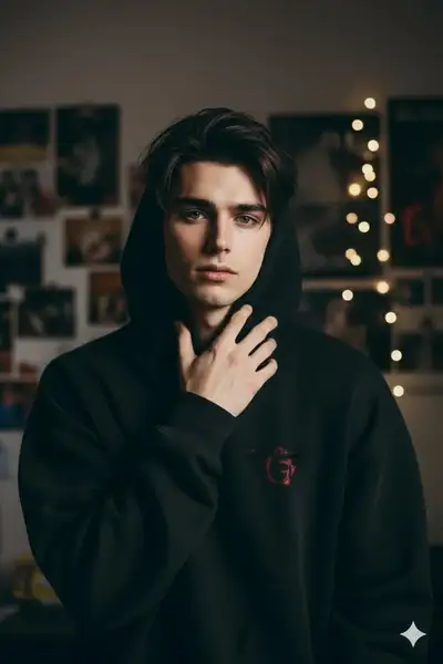Cozy Portrait with Fairy Lights
