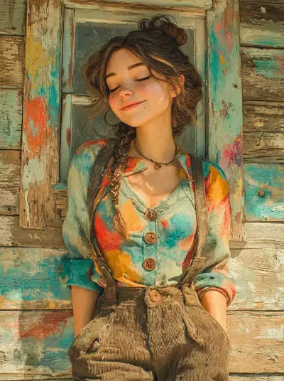 Painterly Portrait of a Cozy Woman