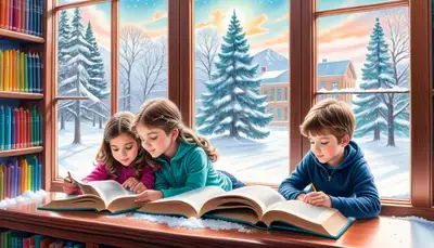 Cozy Library Winter Reading Scene