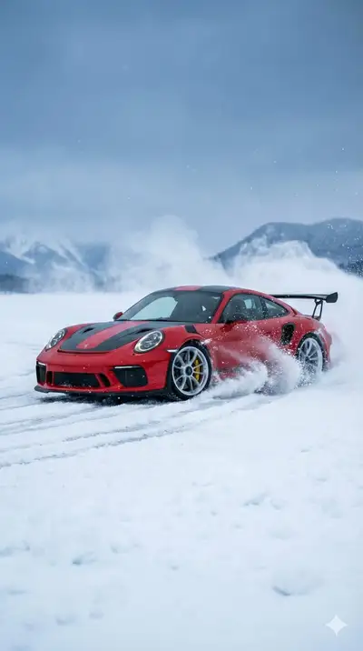 Photorealistic Porsche Drift in Snow