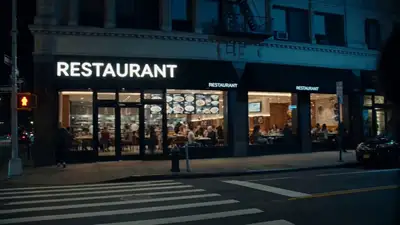 Hidden iPhone Zoom Night Restaurant Cinematic Prompt