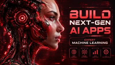 Cyberpunk cyborg profile advertisement for an AI app studio