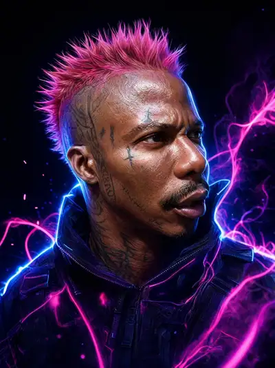 Photorealistic Portrait with Neon Accents