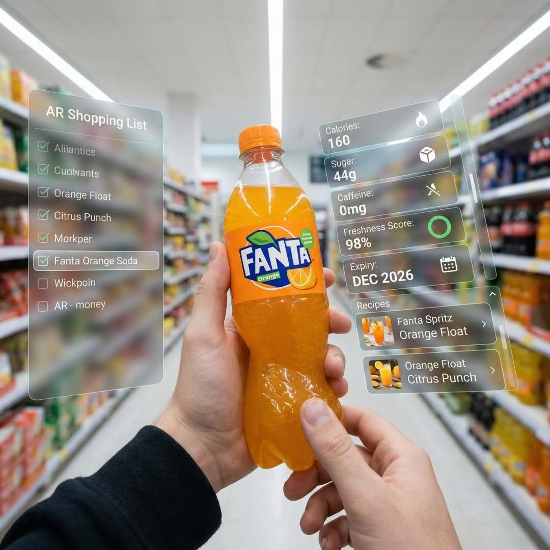 First Person AR Interface Overlay on a Fanta Bottle