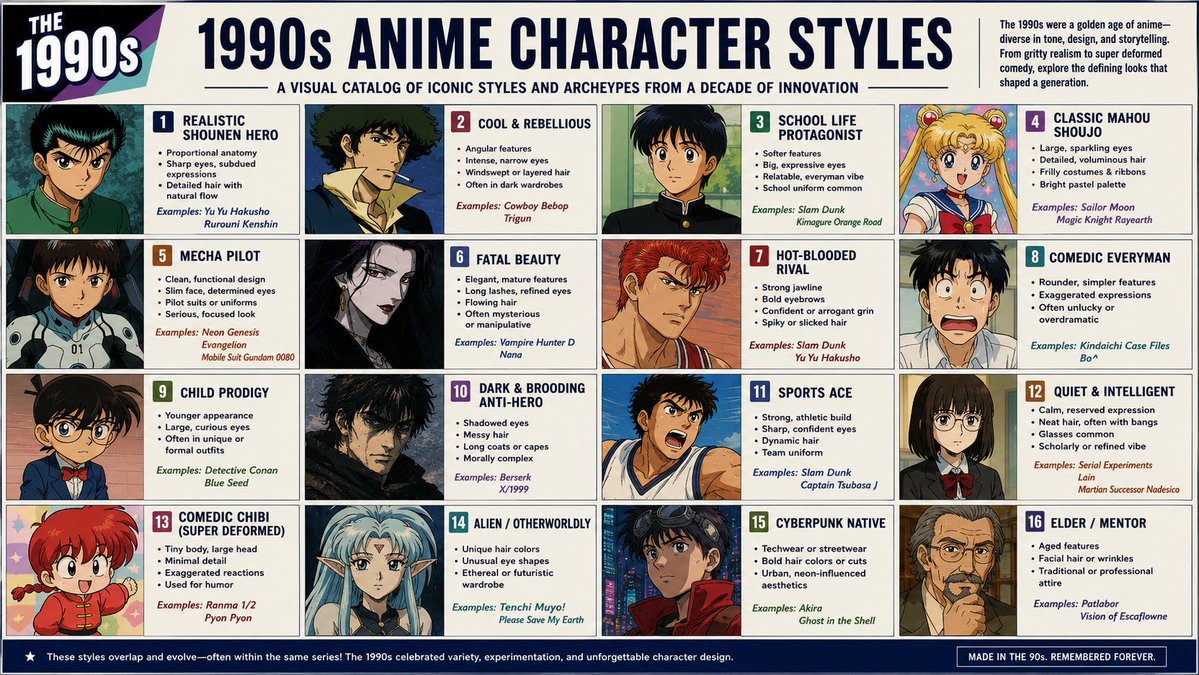 Anime Character Style Infographic Catalog Poster