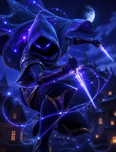 Cinematic 3D Pixar-style fantasy stealth character