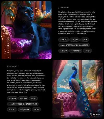Magical Glamour Living Room with Panther