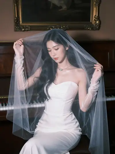 Classic Flash Portrait of Woman at Piano