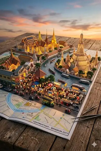 3Dミニチュアジオラマ都市地図プロンプト