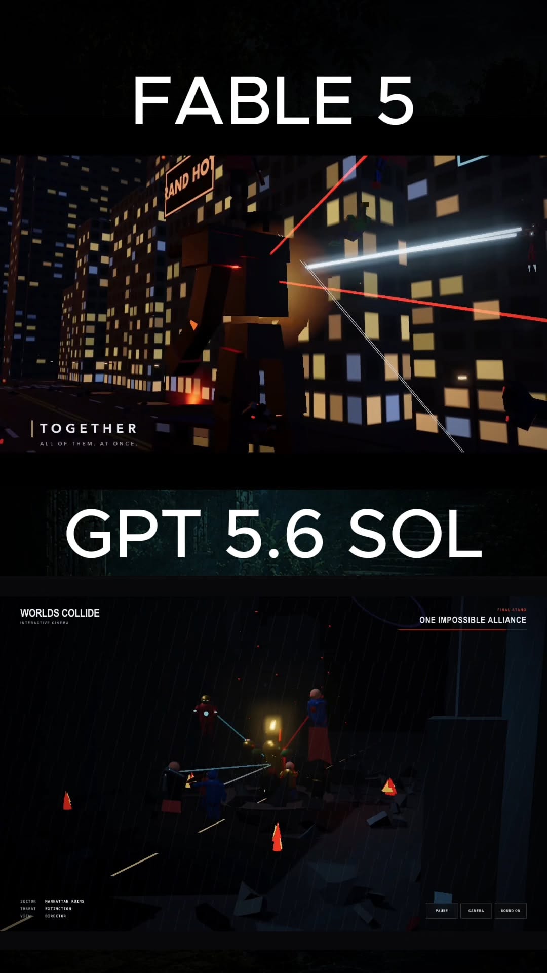 Massive superhero battle animation in a single HTML file