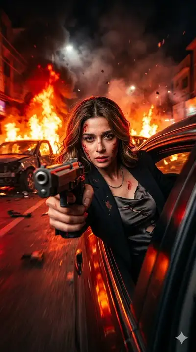 Cinematic Action Portrait with Pistol