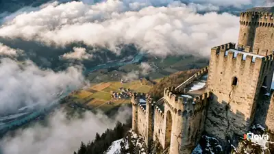 El castillo sobre las nubes: drama cinematográfico de montaña de 45 segundos