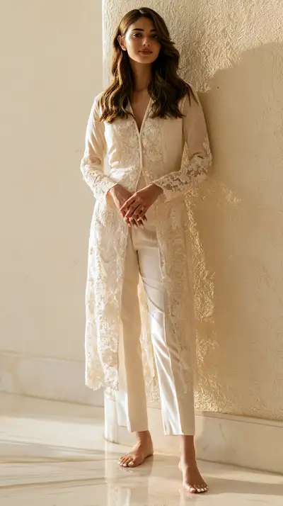 Indian fashion editorial portrait in traditional kurta