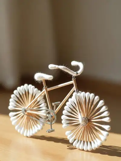 Miniature Cotton Bud Bicycle Sculpture